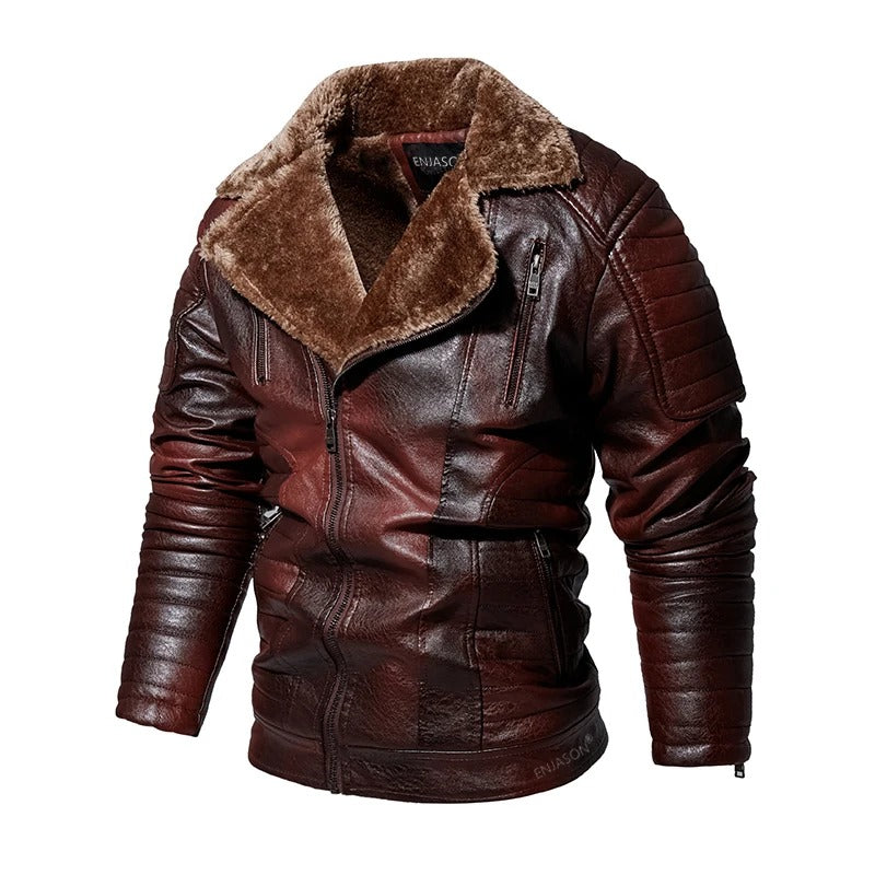 Herren Lederjacke mit Fellkragen