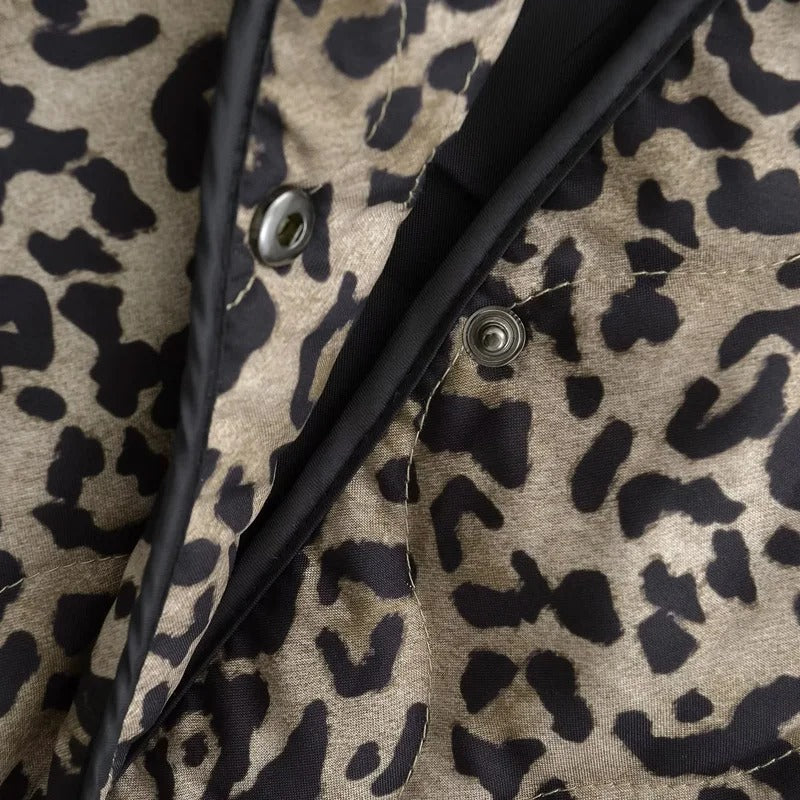 Gesteppte Jacke mit Leopardenmuster für Damen