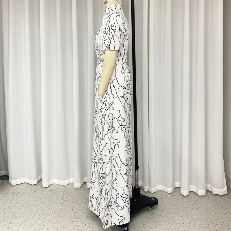 Hose mit weitem Bein und Kunstmuster im Neckholder-Stil