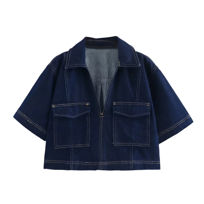Damen Denimrock & Kurzarm-Crop-Shirt
