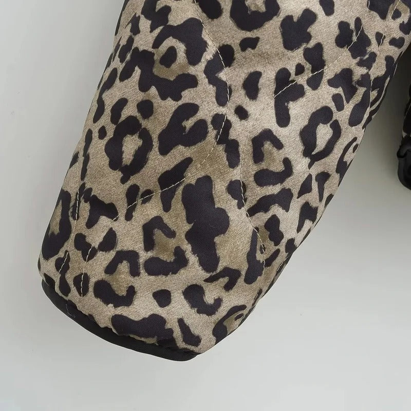 Gesteppte Jacke mit Leopardenmuster für Damen
