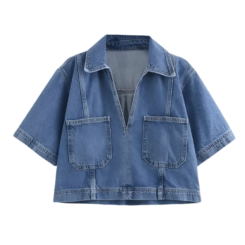 Damen Denimrock & Kurzarm-Crop-Shirt
