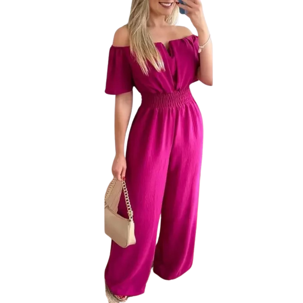 Schulterfreier Damen-Overall mit weitem Bein