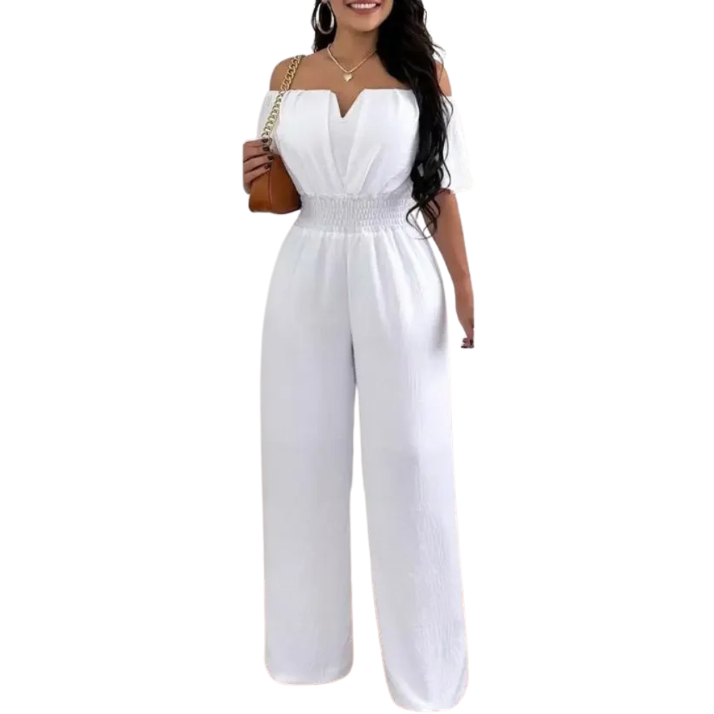 Schulterfreier Damen-Overall mit weitem Bein