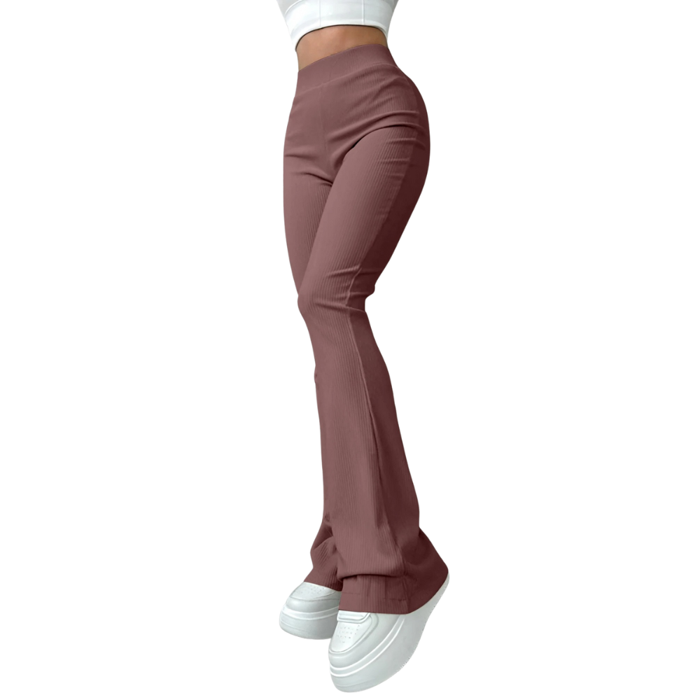 Gerippte Damenhose mit hoher Taille