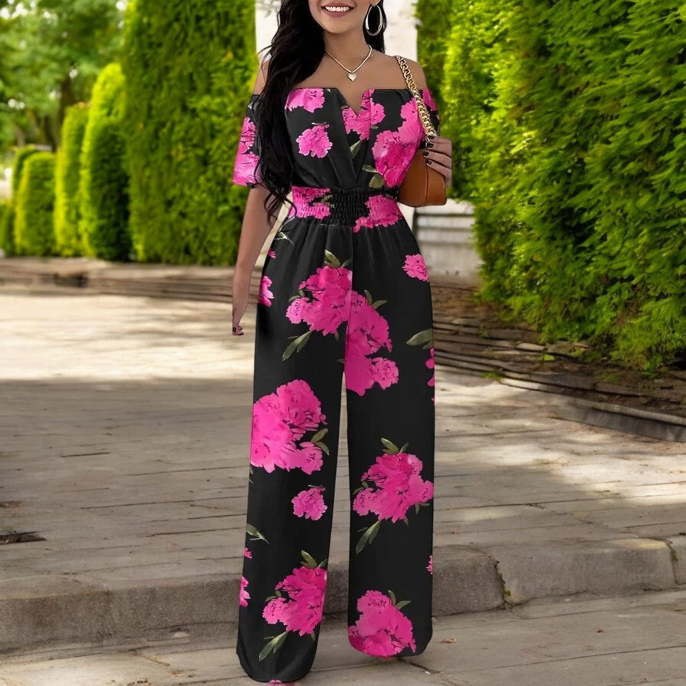 Modischer Overall mit schulterfreier, gesmokter Taille