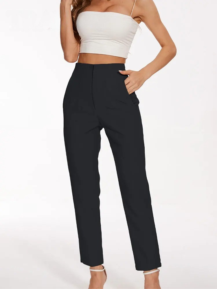 Damen-Hose mit hoher Taille und schmalem Bein