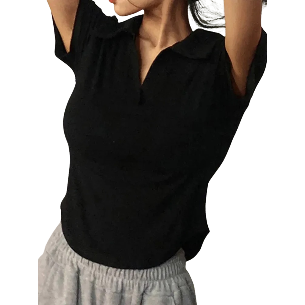 Damen-Top mit V-Ausschnitt und kurzen Ärmeln