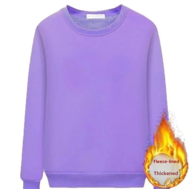 Fleece gefüttertes Rundhals-Sweatshirt für Frauen