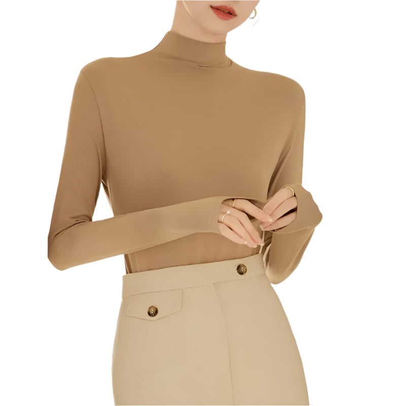 Langärmeliges Damen-T-Shirt mit hohem Kragen