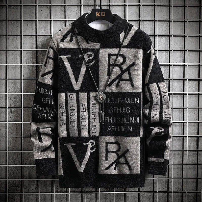 Gestreifter Herren-Rundhalspullover