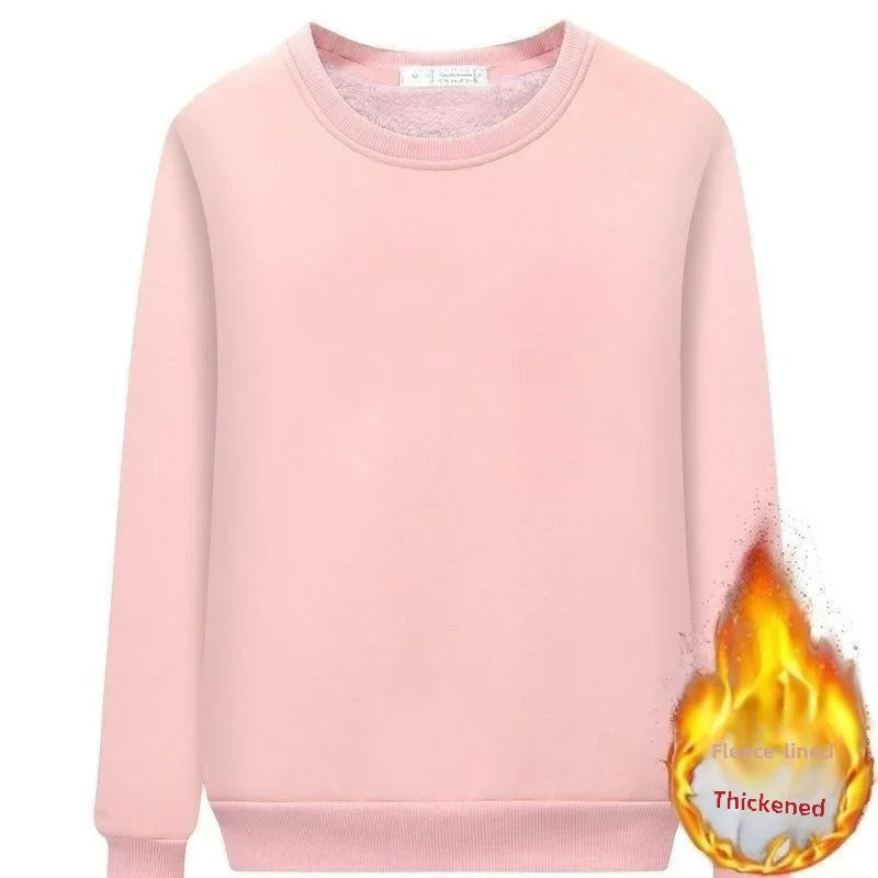 Fleece gefüttertes Rundhals-Sweatshirt für Frauen