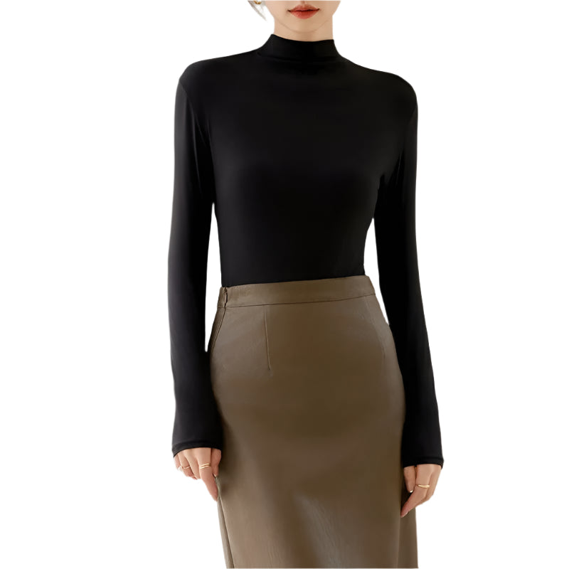 Langärmeliges Damen-T-Shirt mit hohem Kragen