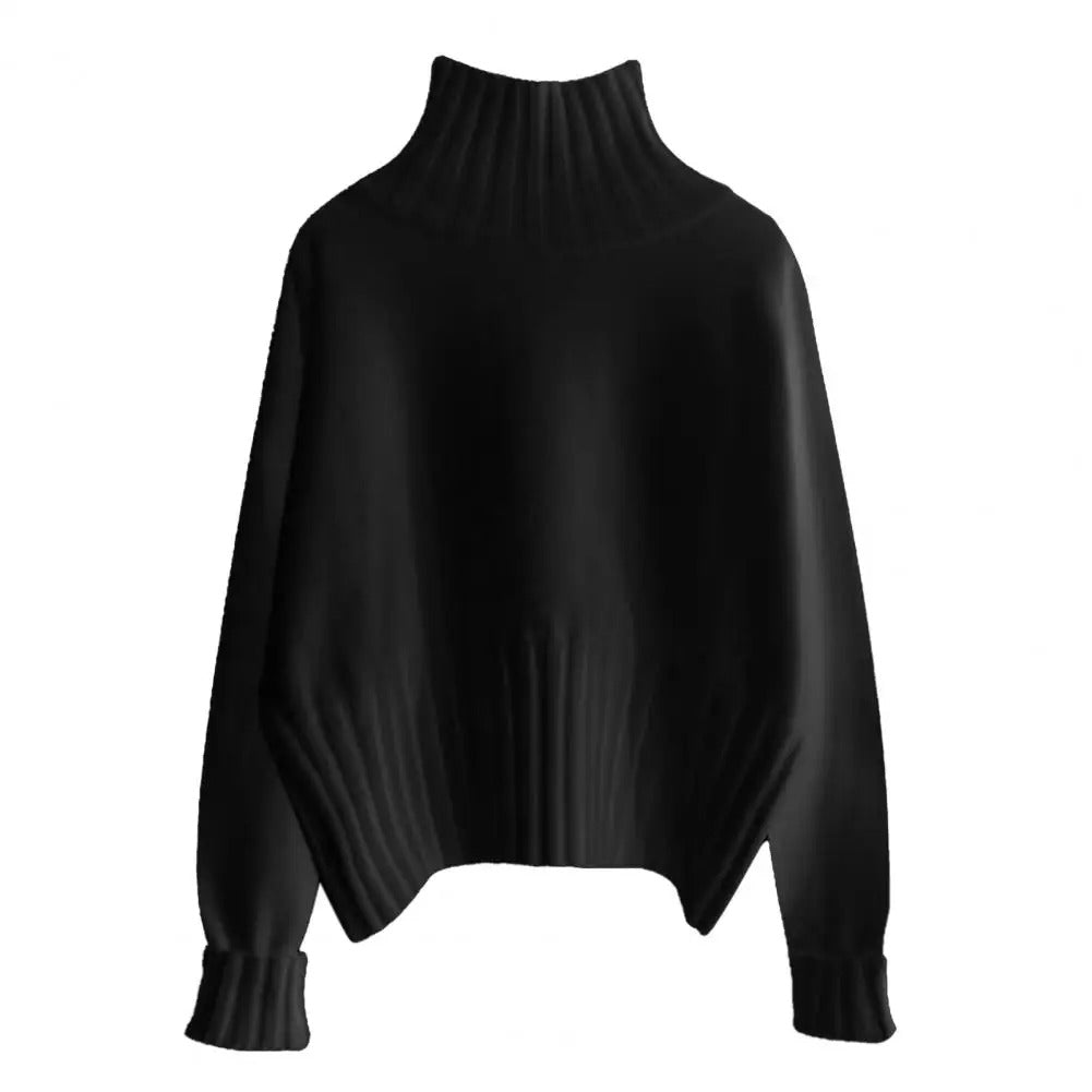 Gerippter Schmaler Rollkragenpullover für Damen