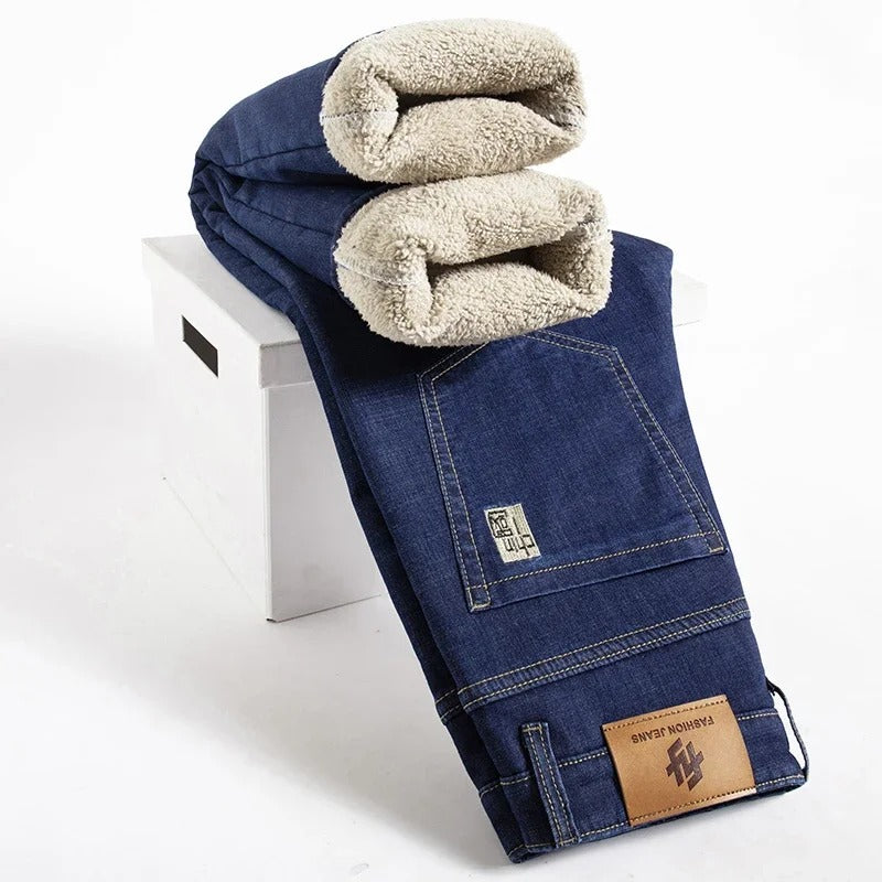 Herrenhose mit geradem Bein Lambswool Denim