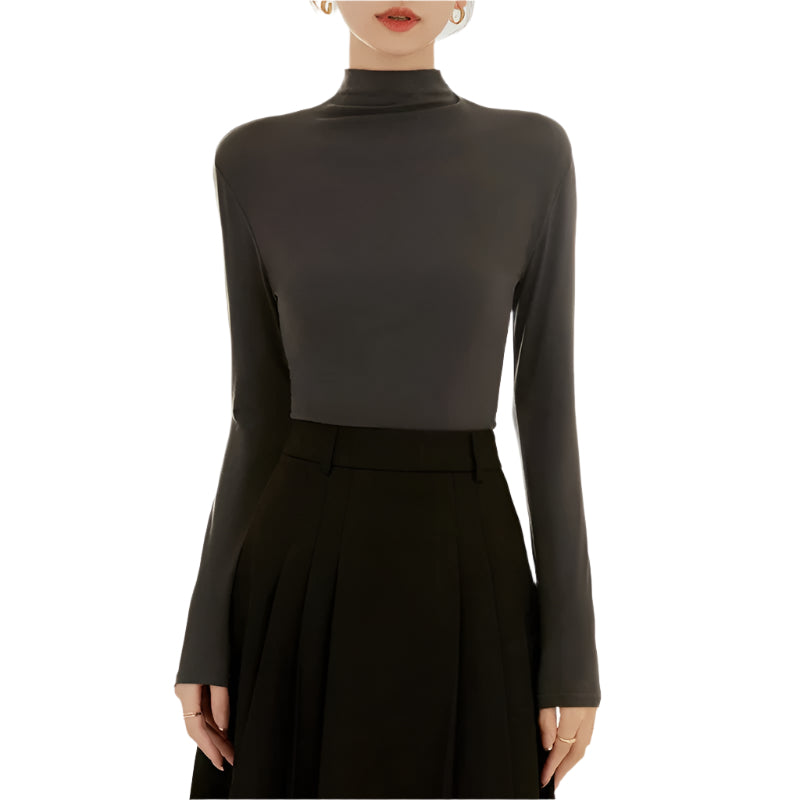 Langärmeliges Damen-T-Shirt mit hohem Kragen