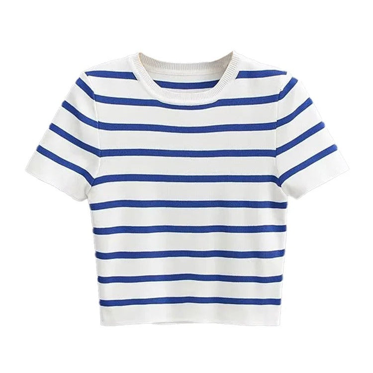 Gebreide gestreepte kurze Top für Damen