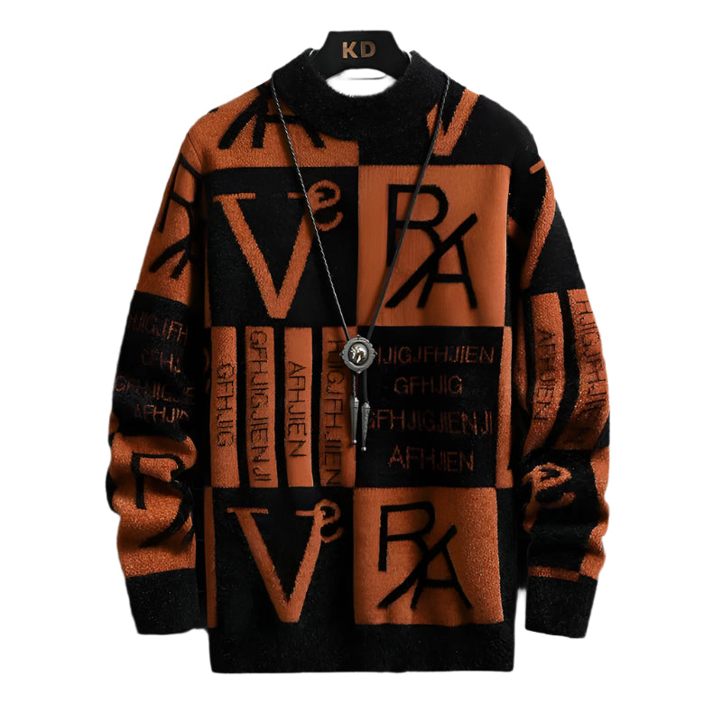 Gestreifter Herren-Rundhalspullover