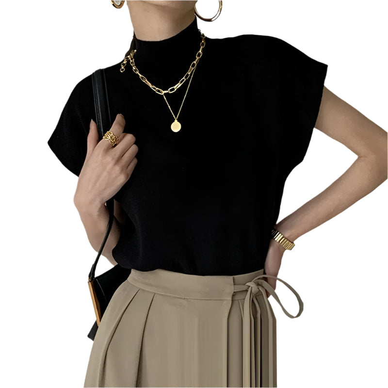 Strickoberteil mit kurzen Ärmeln für Frauen