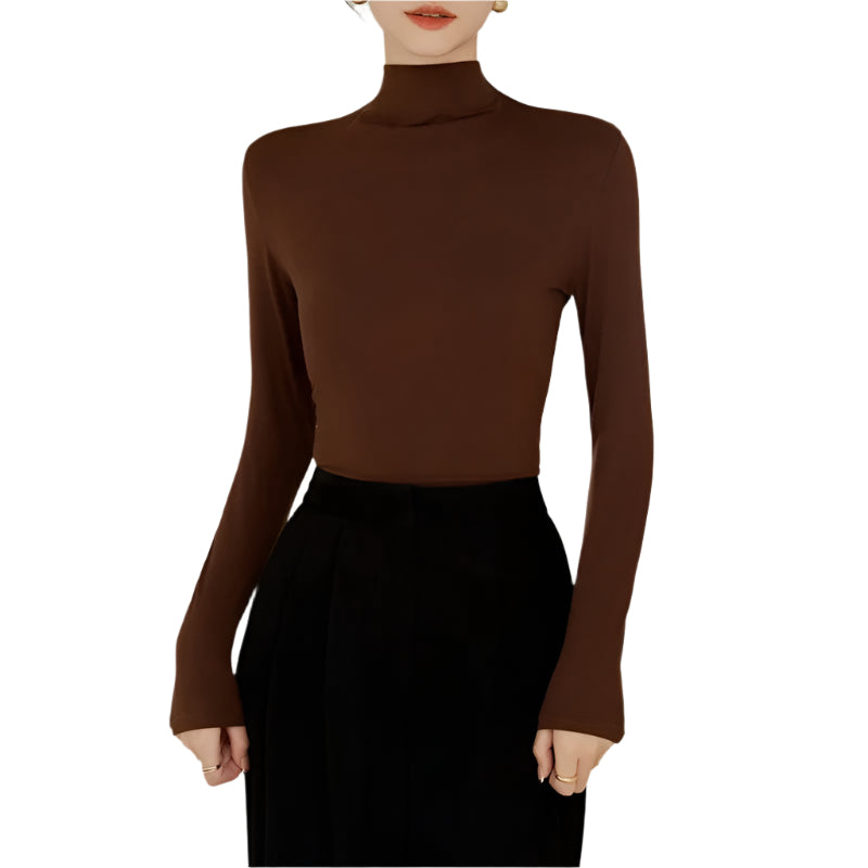 Langärmeliges Damen-T-Shirt mit hohem Kragen