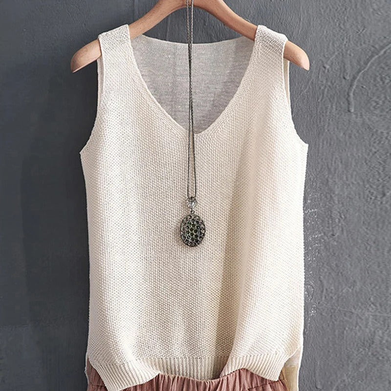 Ärmellose Strickbluse für Damen