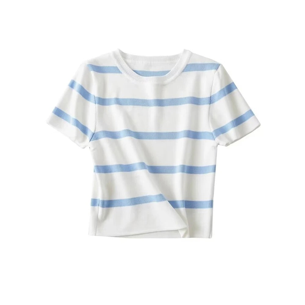 Gebreide gestreepte kurze Top für Damen