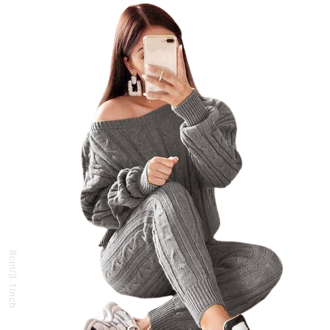 Plus Size Gestrickte Schulterhosen Set