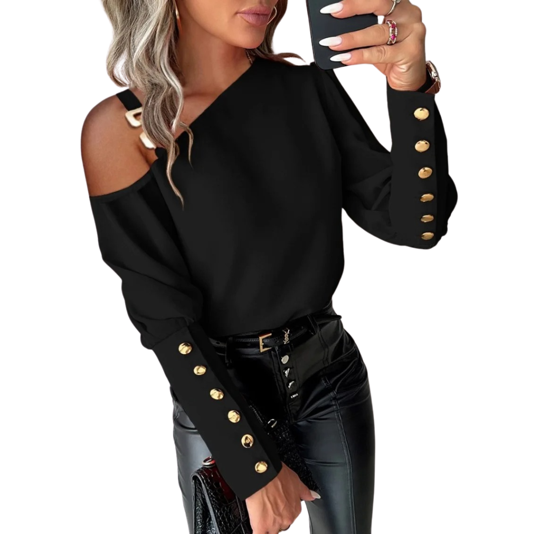 Langärmelige Button-Down-Bluse für Damen