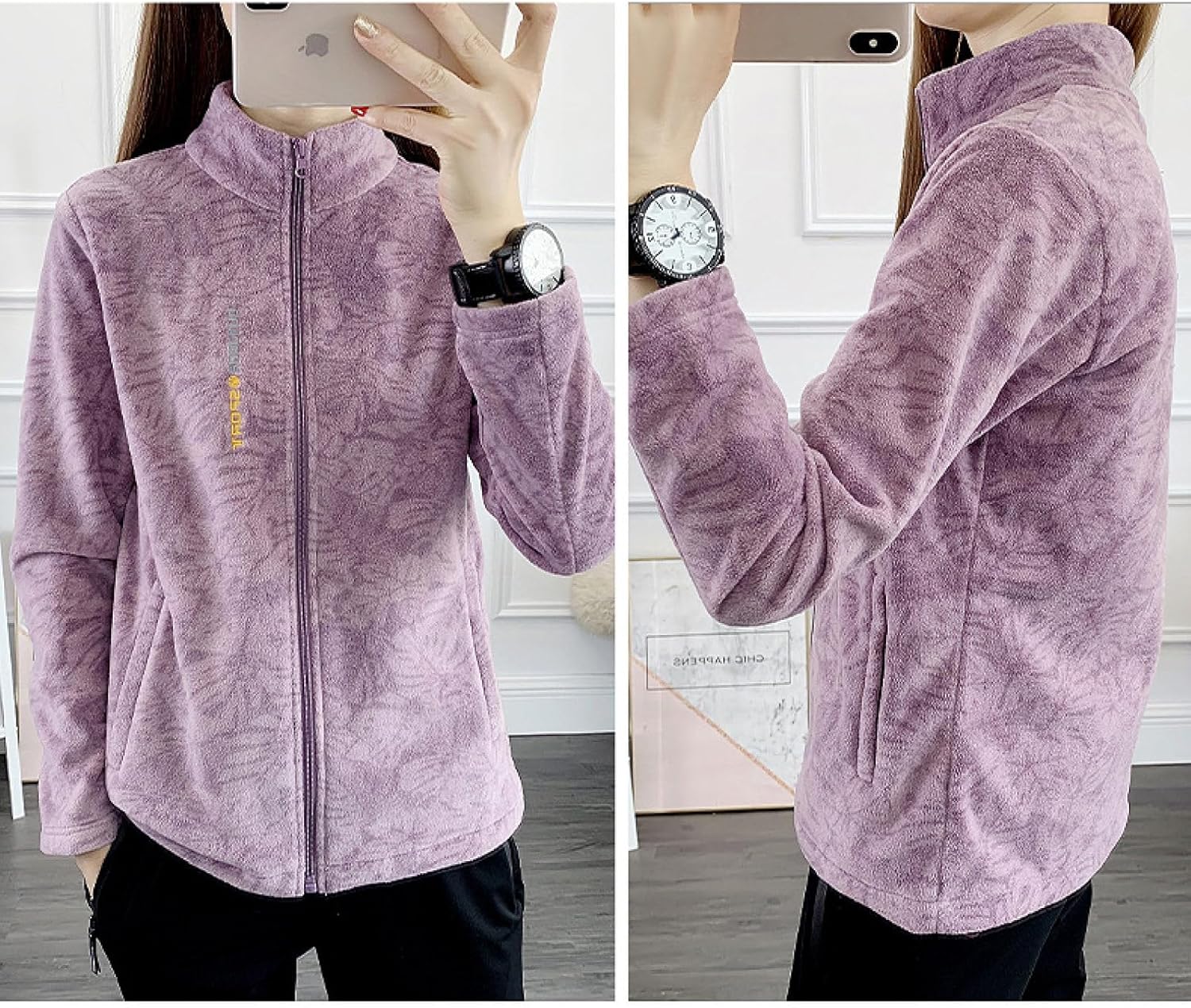 Bedruckte gebürstete Fleecejacke für Frauen