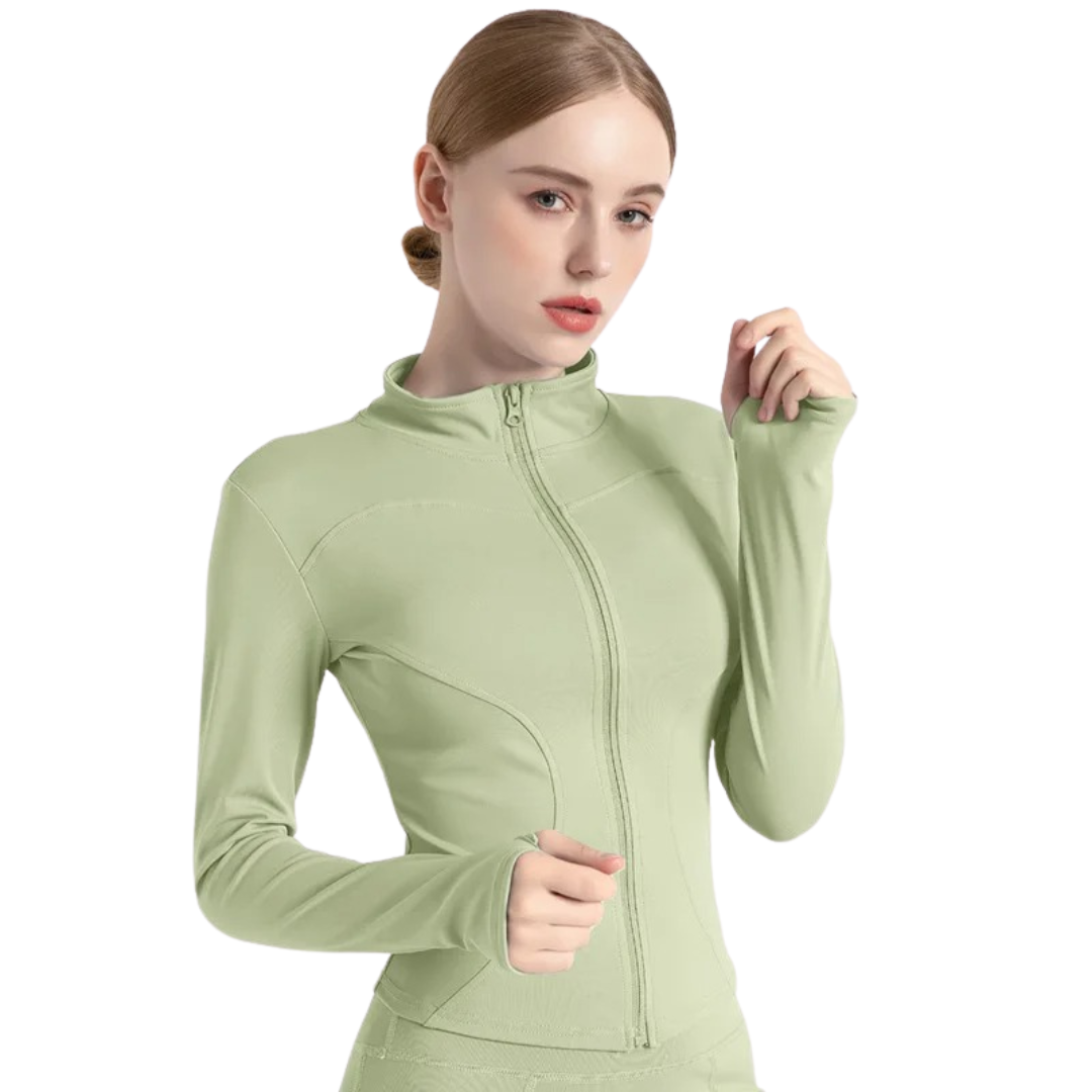Langärmelige Fitnessjacke mit Reißverschluss für Frauen