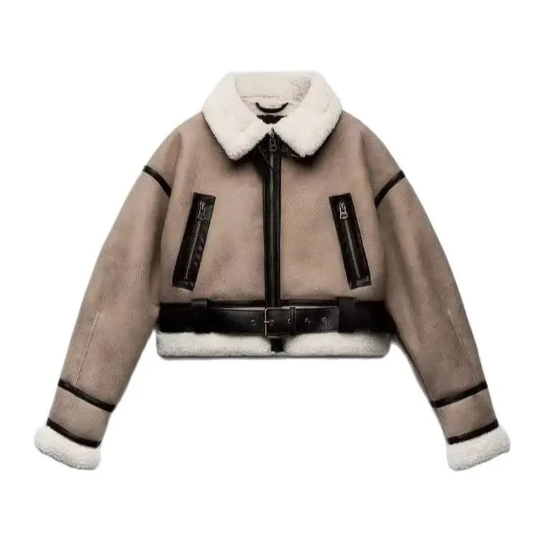 Lederjacke mit Revers für Frauen