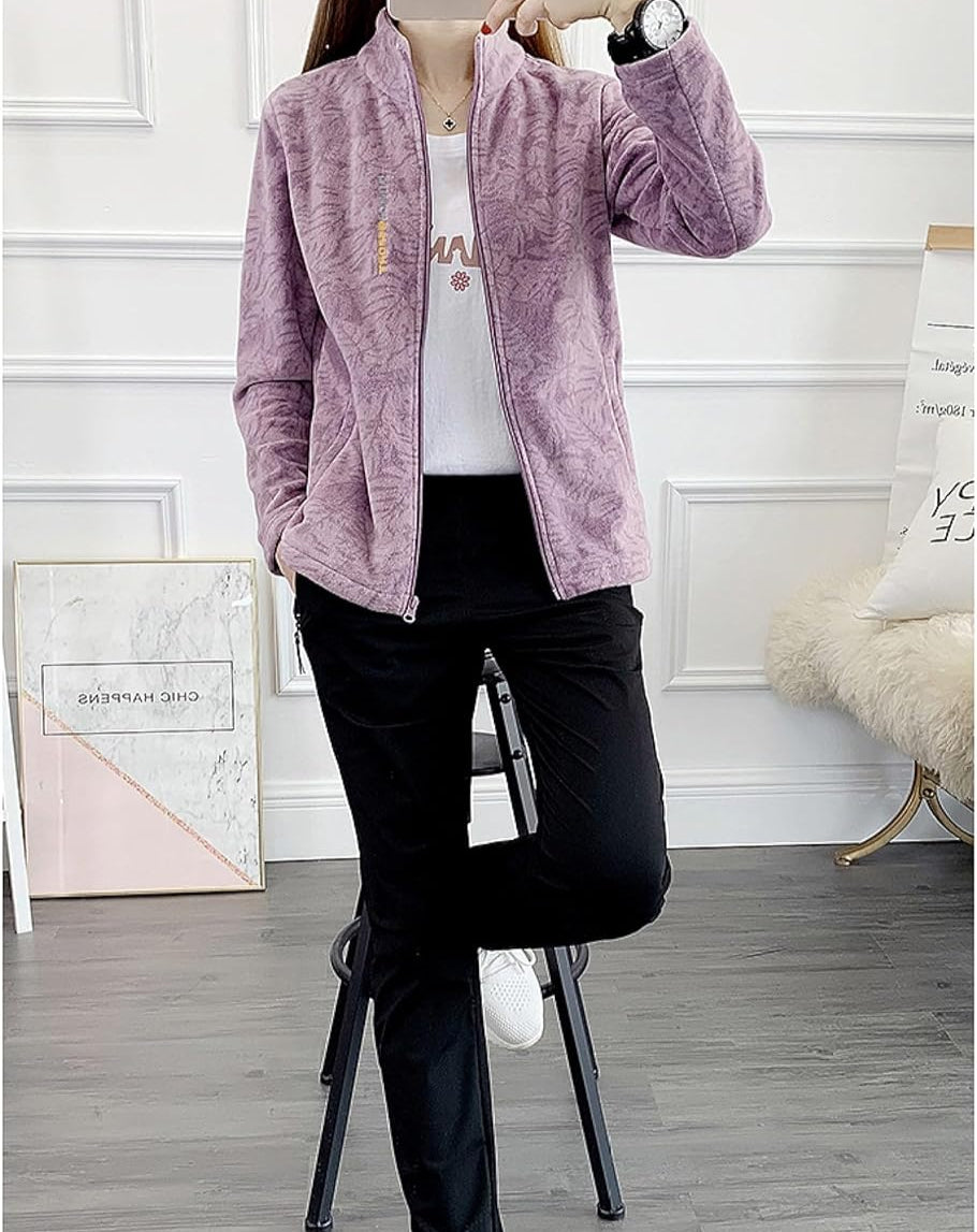 Bedruckte gebürstete Fleecejacke für Frauen