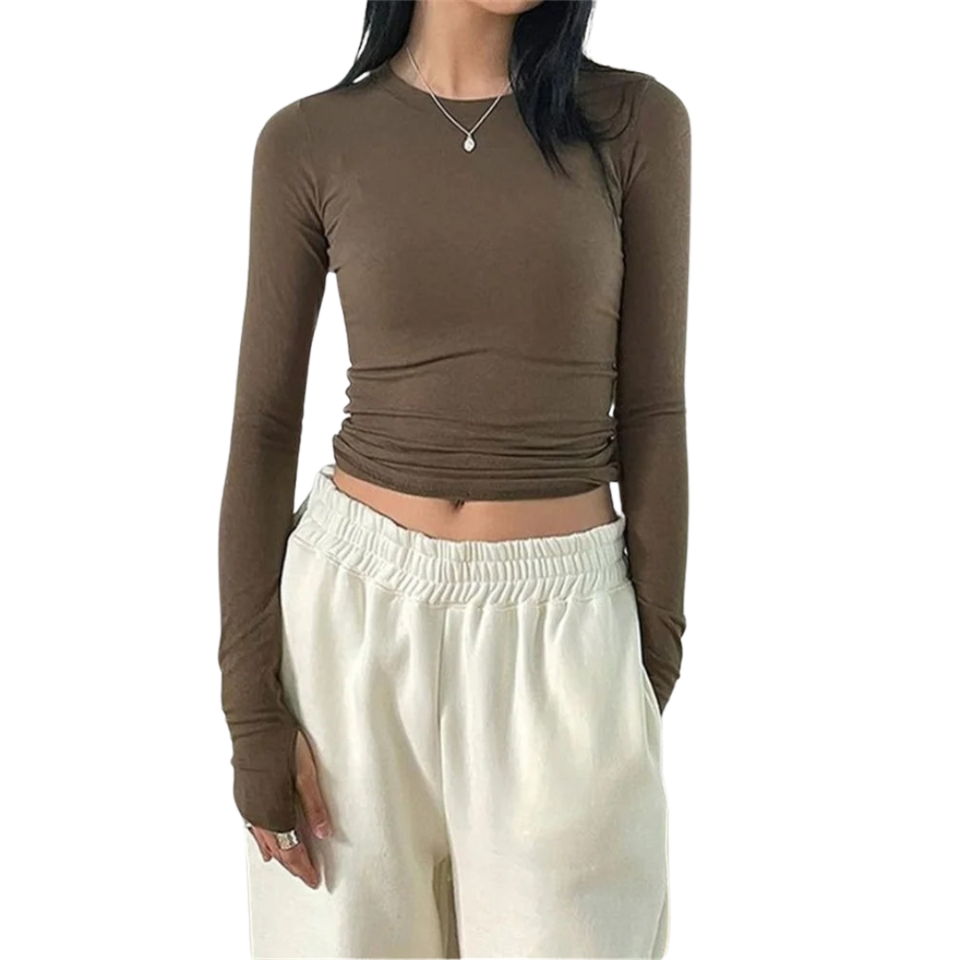 Damen Slim Fit Rundhalsausschnitt Tops