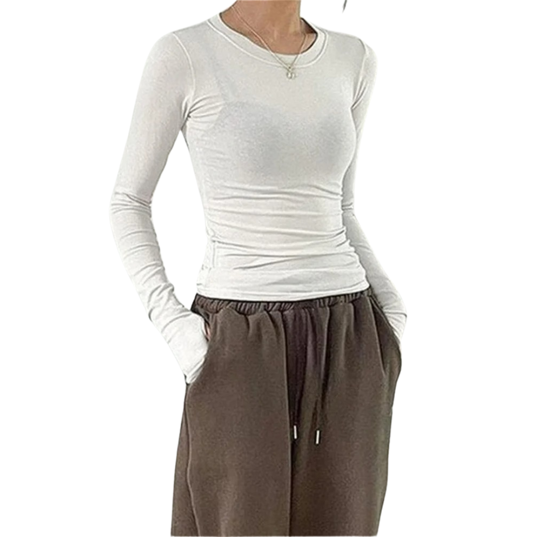 Damen Slim Fit Rundhalsausschnitt Tops