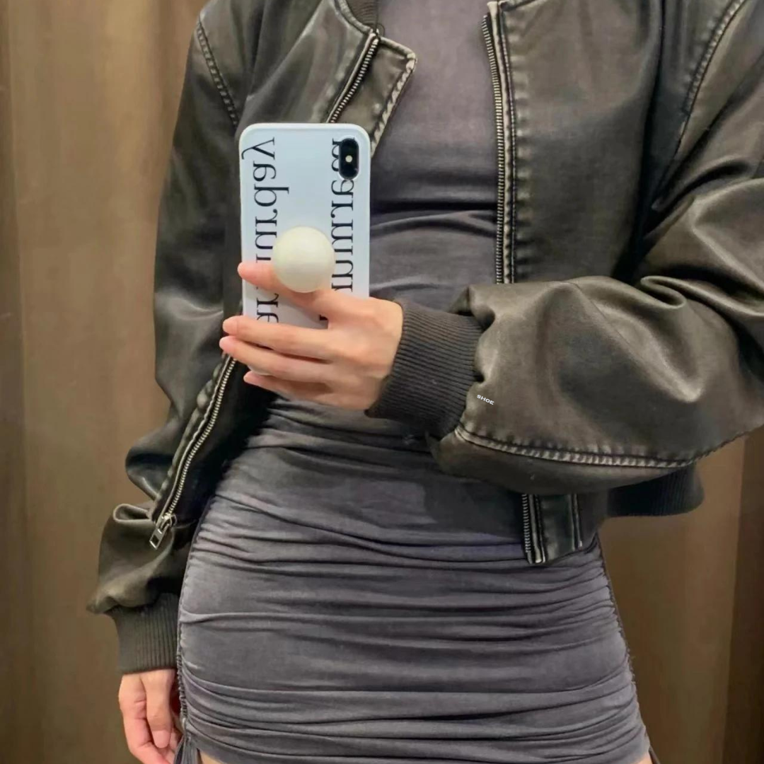 Damen-Motorradjacke mit Reißverschluss