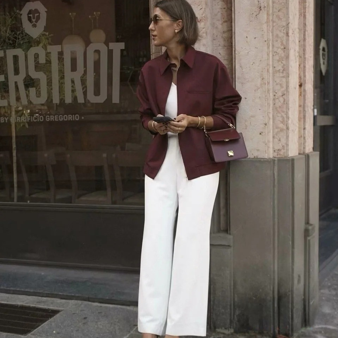 Damen Vintage Lose Reißverschluss Jacke