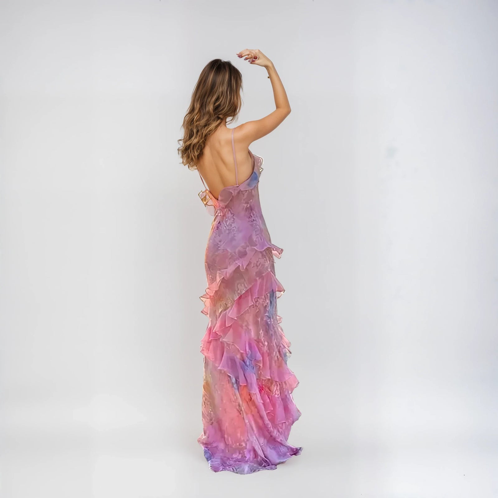 Damen Kleid Pastellfarben Langes Romantisches Mesh für Sommerfeste-2