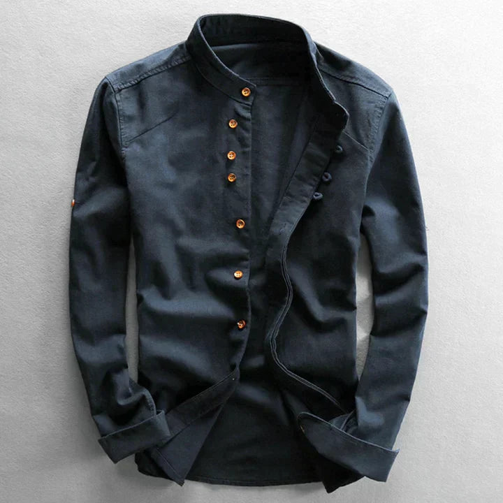 Variant image for Herren Bluse Japanischer Stil Elegante Baumwolle-1