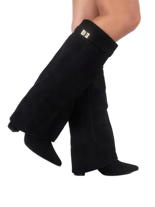Damen Kniehohe Stiefel Mit Blockabsatz Stylish Und Bequem