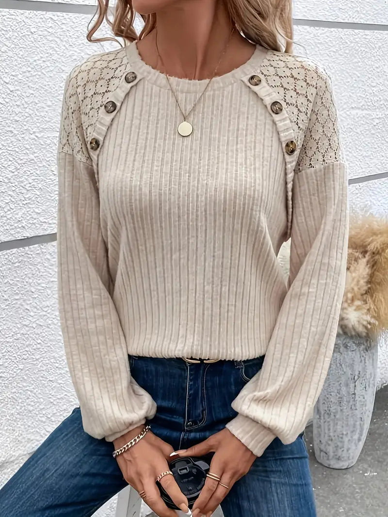 Damen Langarmshirt Elegantes Design Baumwollmix-2