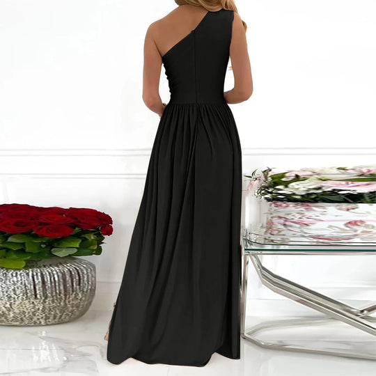 Damen Kleid Asymmetrisch Mit Hohem Schlitz Aus Polyester Für Festliche Anlässe 6