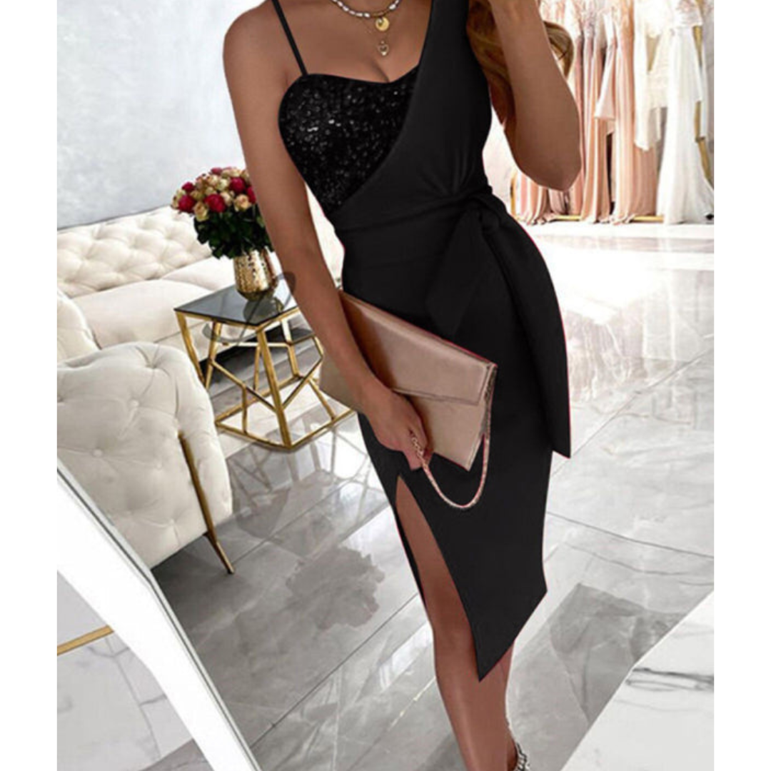 Damen Festliches Kleid Schimmerndes Material Elegantes Design für Hochzeitsgast-3