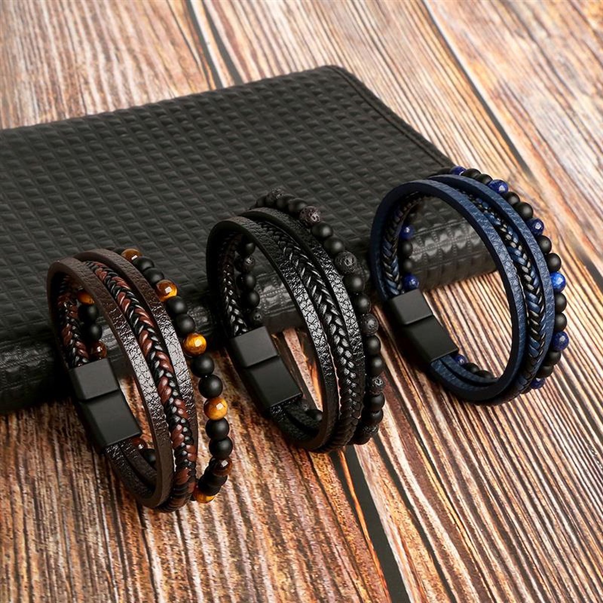 Herren Armband Set Elegantes Kunstleder Design mit Robuster Passform 4