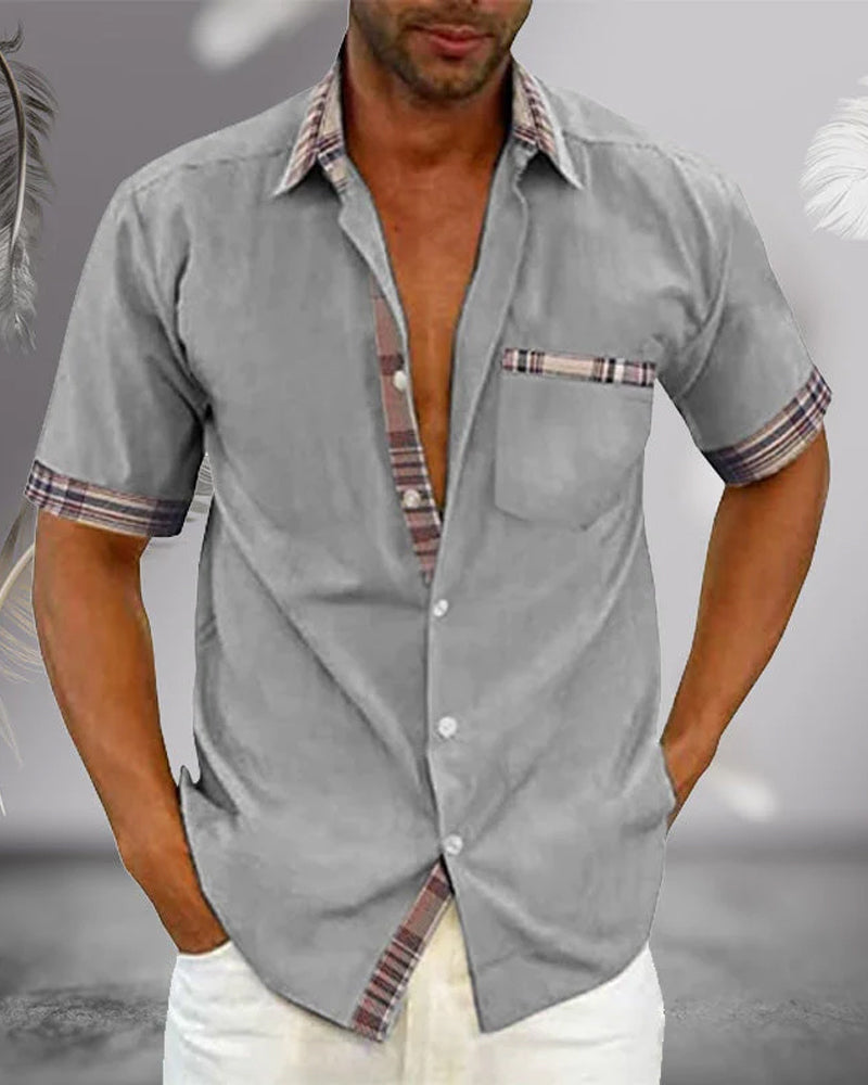 Variant image for Herren Kurzarmhemd Atmungsaktiv Lässig Sommer Hemd-22