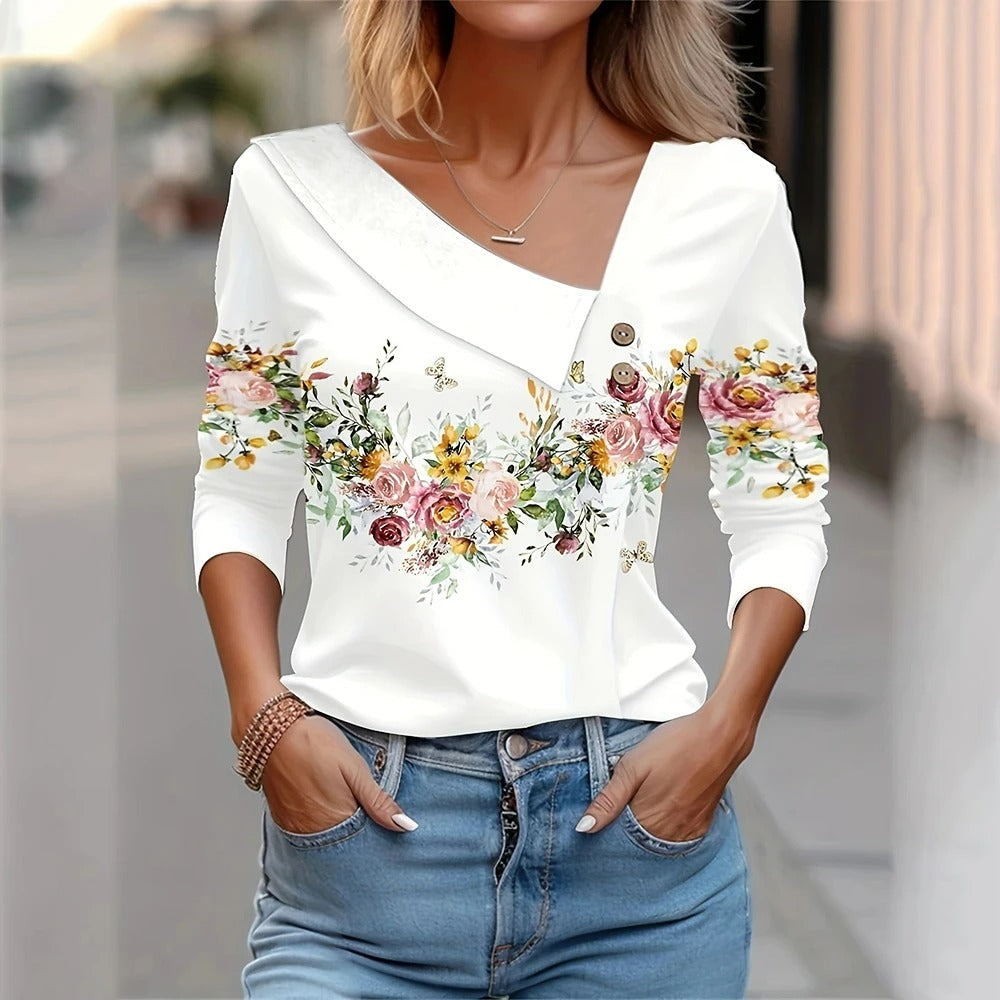Damenbluse Floral Langarm Elegant 100% Polyester 5