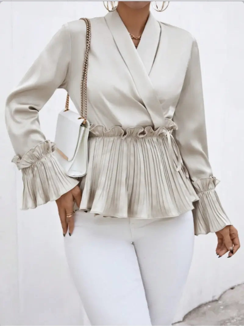 Variant image for Damen Bluse Elegante Satin Schnittführung Leichtes Material für Festliche Anlässe-1