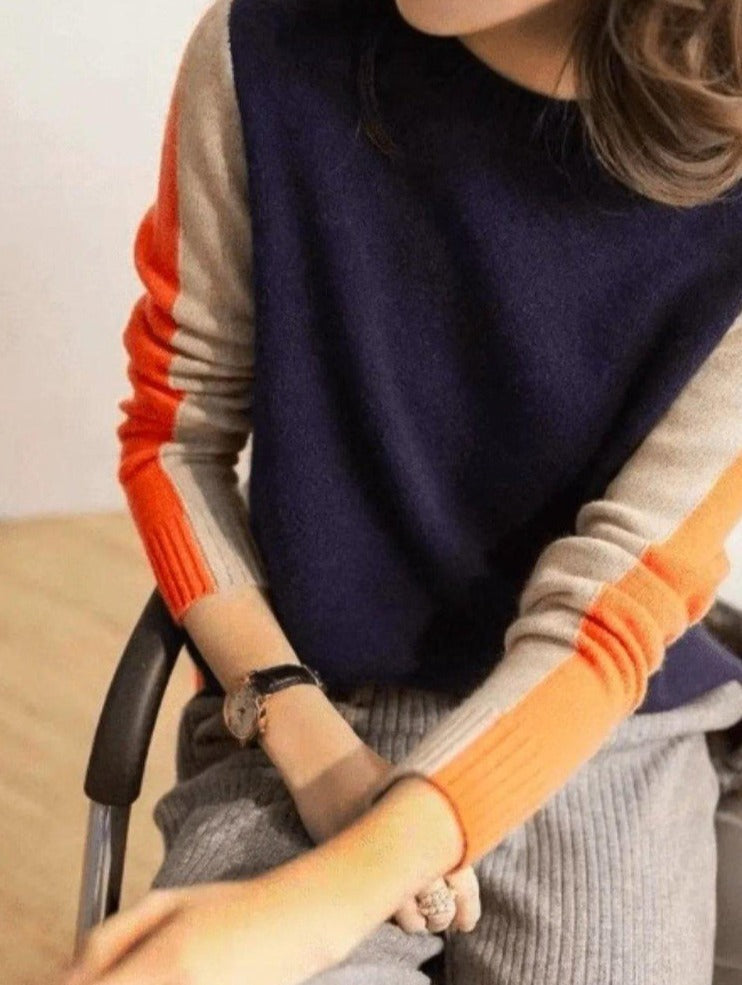 Damenpullover Retro-Streifen Baumwolle für Alltag und Freizeit 3