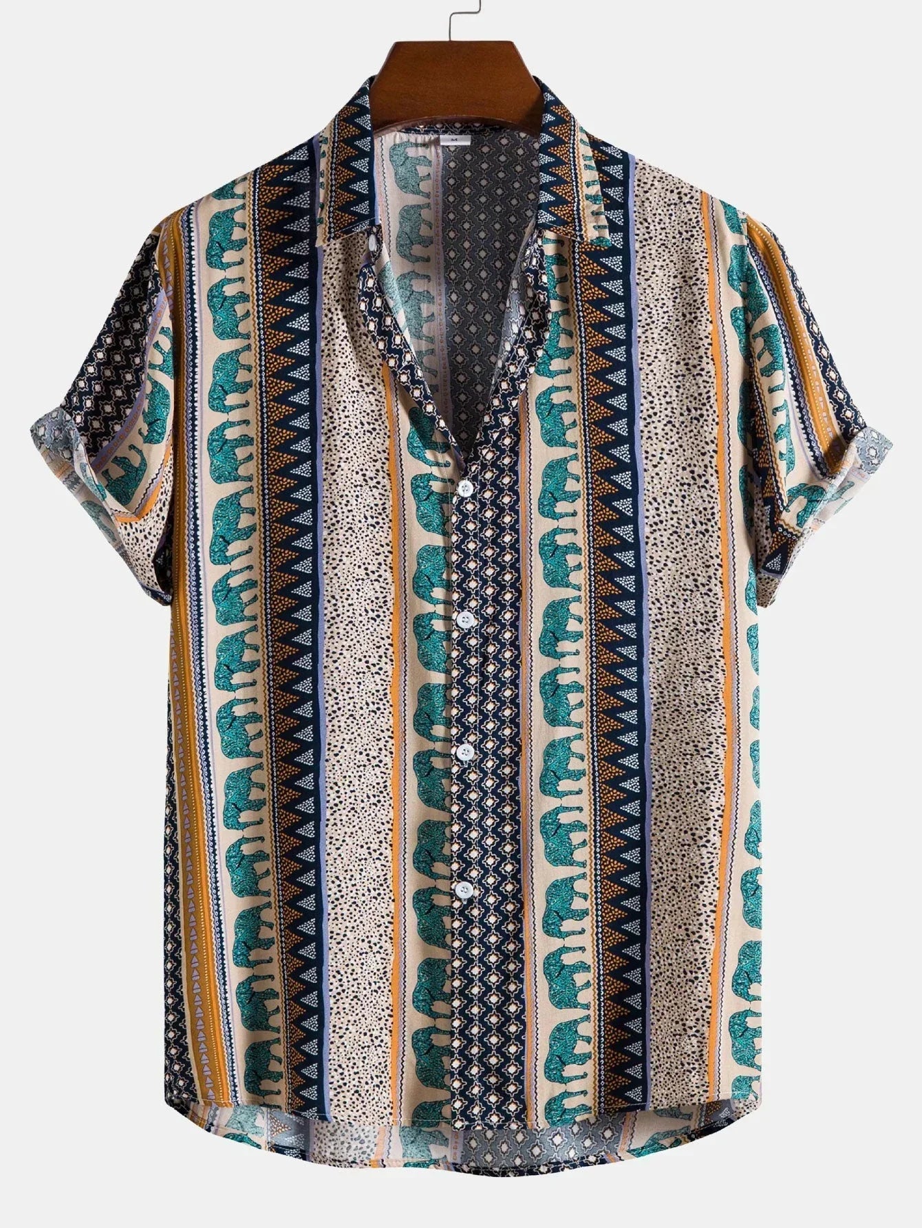 Variant image for Herren Sommer Hemd Vintage Look Leicht Baumwolle Kurzarm-19