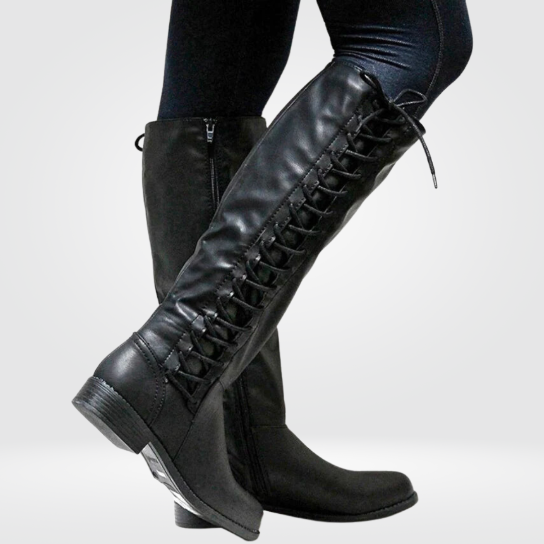 Damen Overknee Stiefel Bequeme Lederstiefel für Alltag und Büro 1