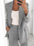 Variant image for Damenanzug Blazer Set Schwarz Elegant Weite Hosen Polyester-5